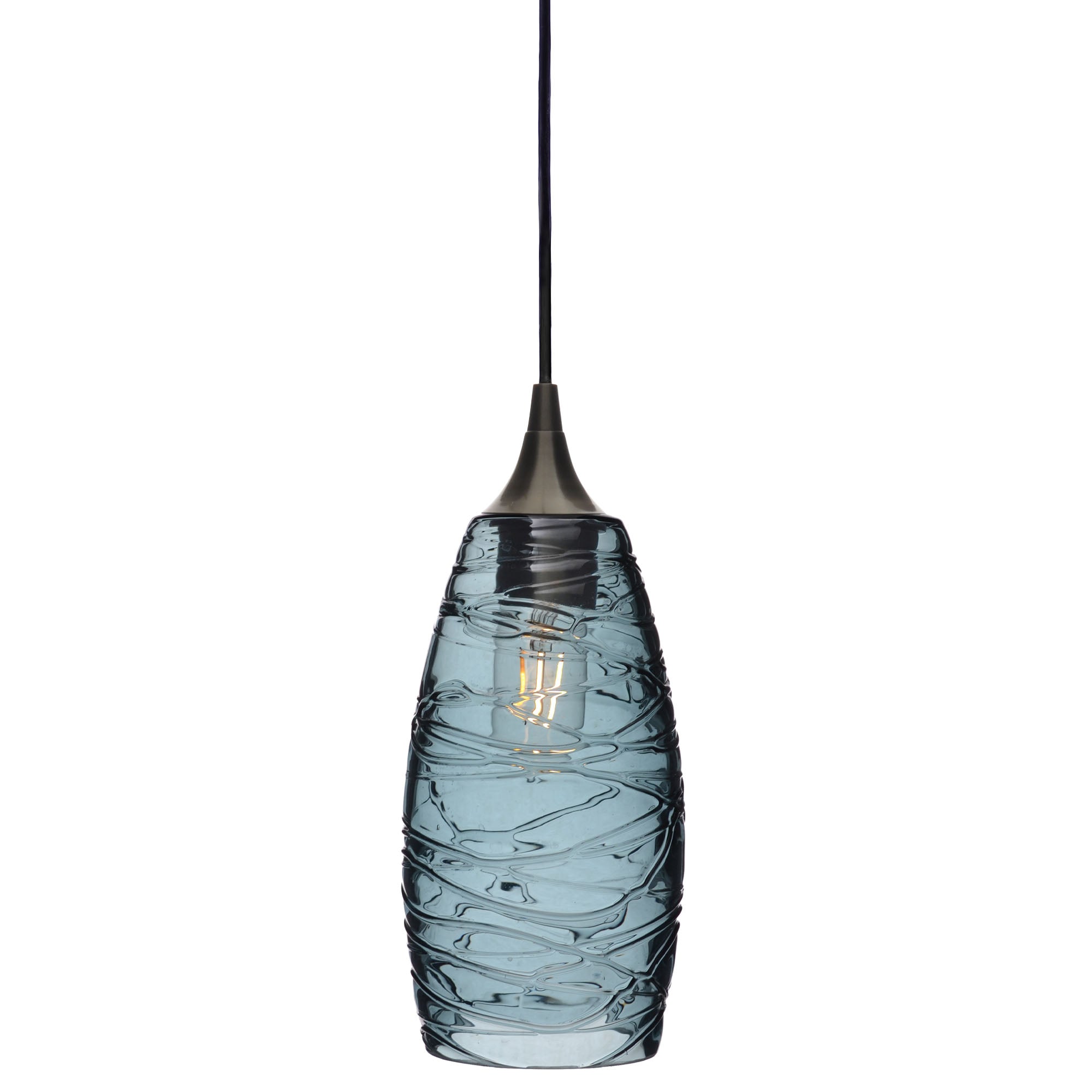 147 Single Pendant Light-Bicycle Glass Co-Antique Bronze - 4ft Cord-Spun-Slate Gray-Bicycle Glass Co