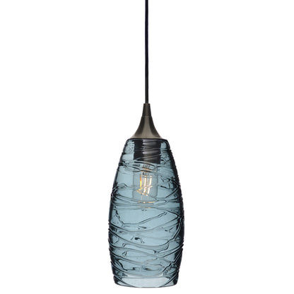 147 Single Pendant Light-Bicycle Glass Co-Antique Bronze - 4ft Cord-Spun-Slate Gray-Bicycle Glass Co
