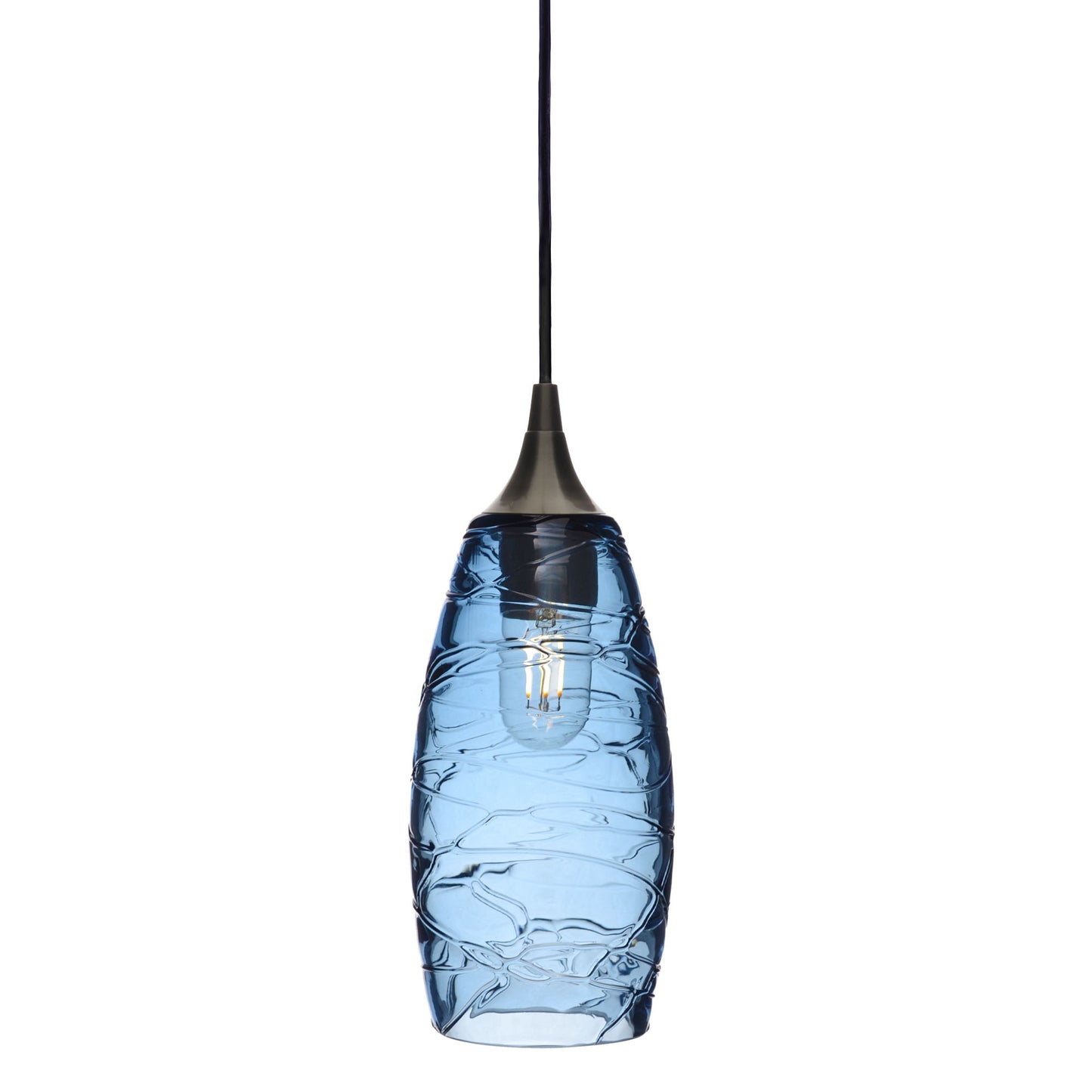 147 Single Pendant Light-Bicycle Glass Co-Antique Bronze - 4ft Cord-Spun-Steel Blue-Bicycle Glass Co