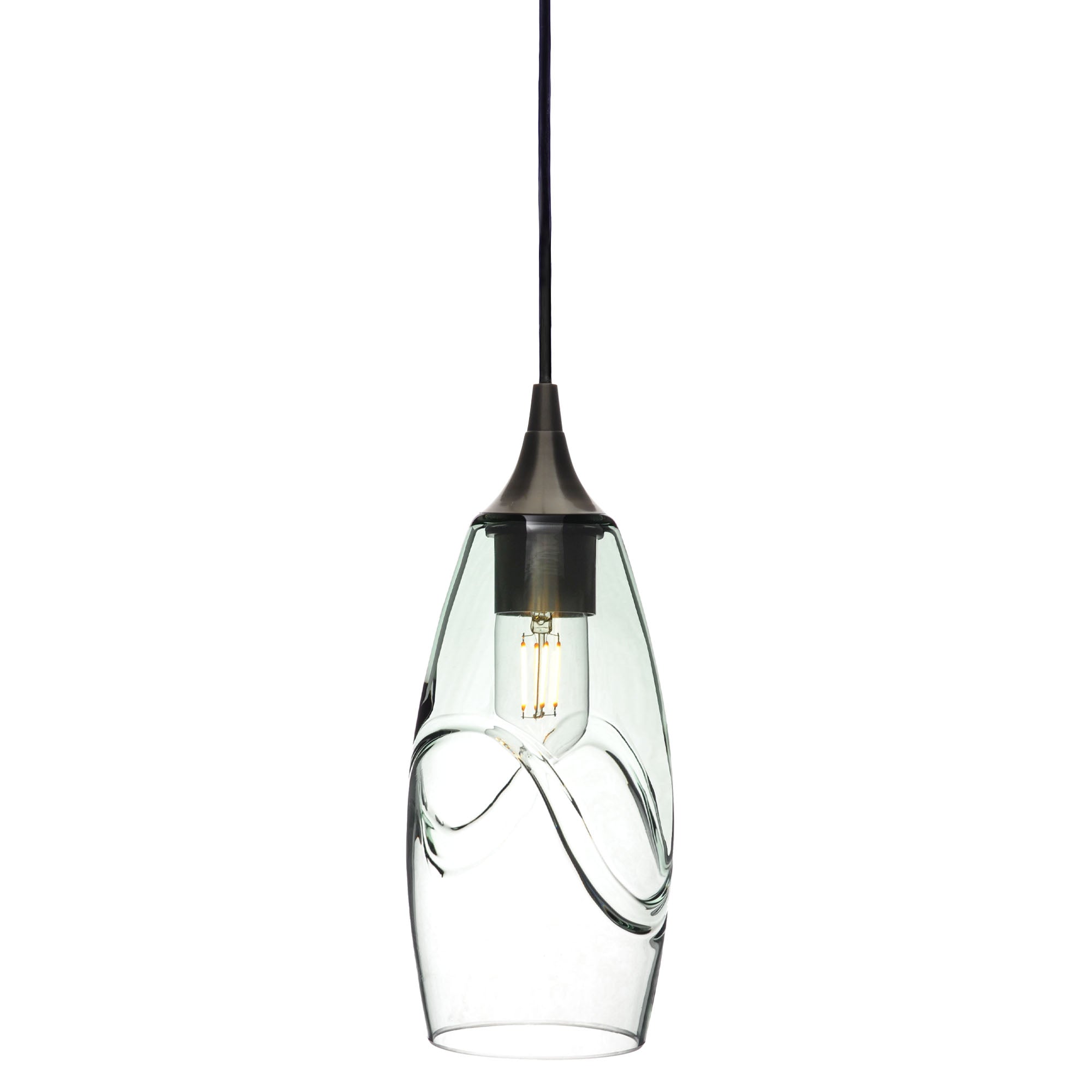 147 Single Pendant Light-Bicycle Glass Co-Antique Bronze - 4ft Cord-Swell-Eco Clear-Bicycle Glass Co