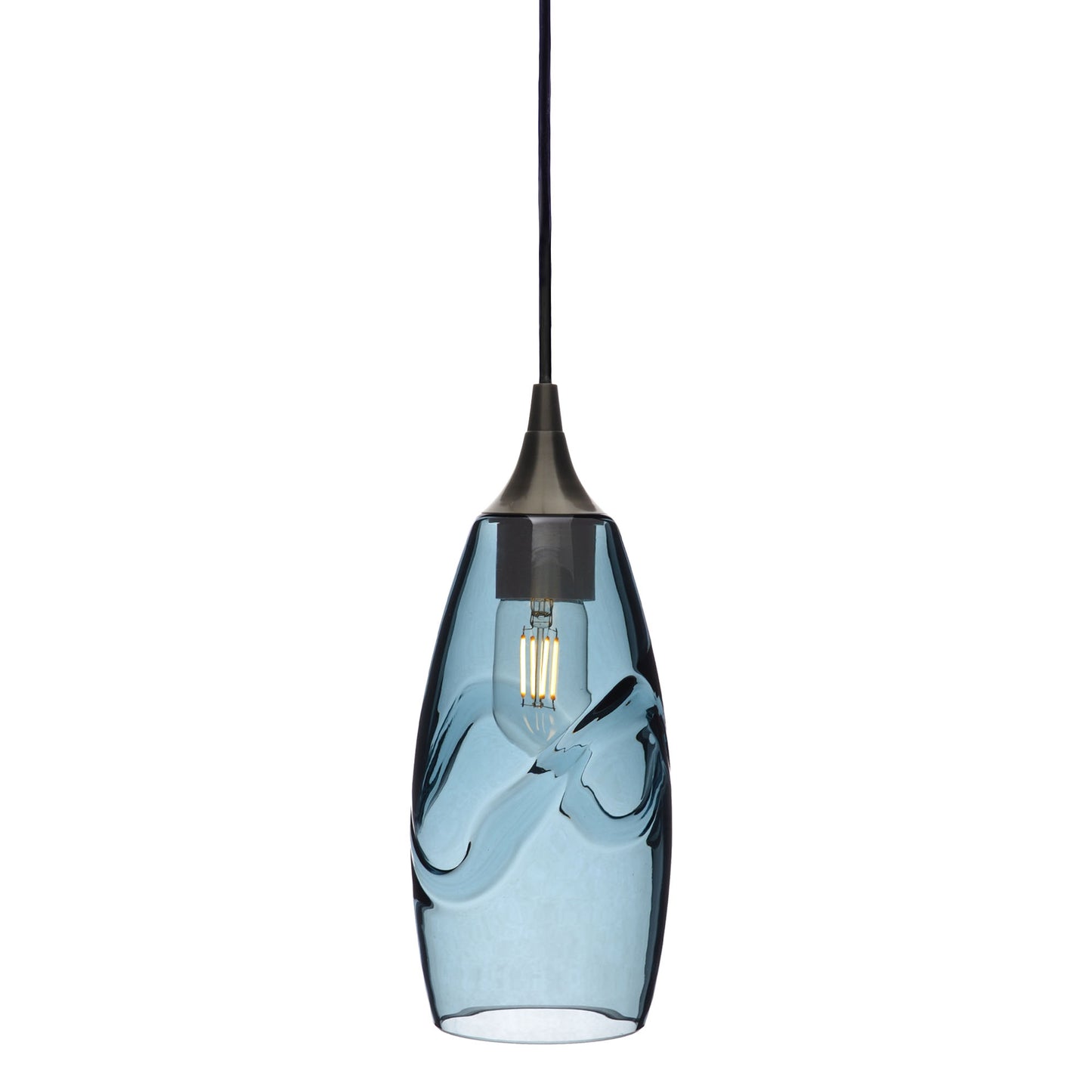 147 Single Pendant Light-Bicycle Glass Co-Antique Bronze - 4ft Cord-Swell-Slate Gray-Bicycle Glass Co