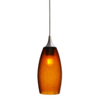147 Single Pendant Light-Bicycle Glass Co-Brushed Nickel - 4ft Cord-Celestial-Golden Amber-Bicycle Glass Co