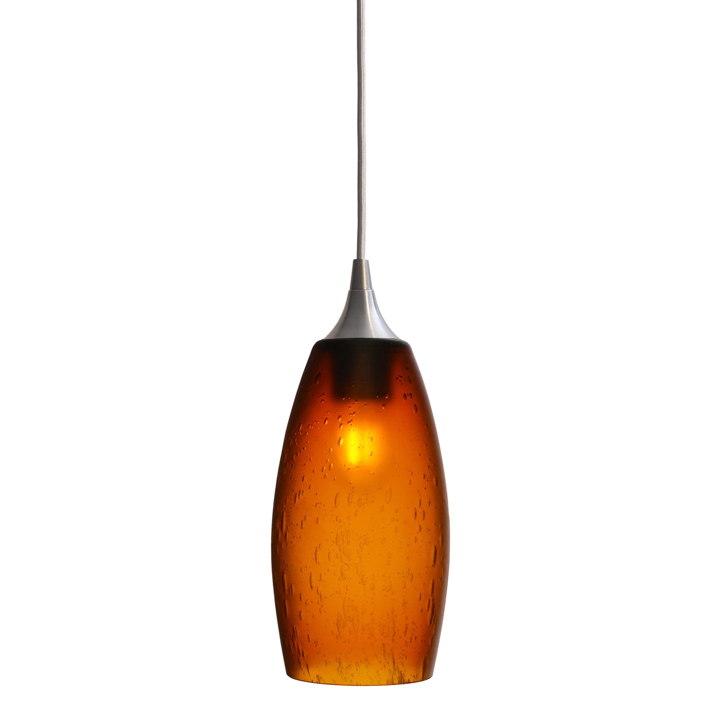 147 Single Pendant Light-Bicycle Glass Co-Brushed Nickel - 4ft Cord-Celestial-Golden Amber-Bicycle Glass Co