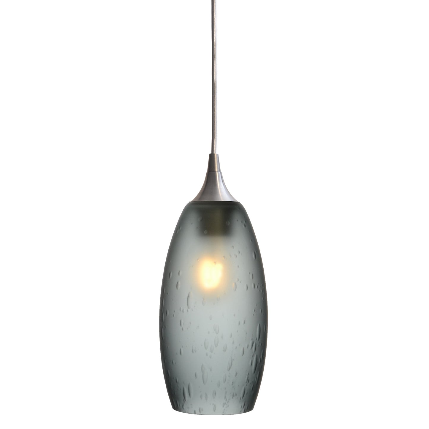 147 Single Pendant Light-Bicycle Glass Co-Brushed Nickel - 4ft Cord-Celestial-Slate Gray-Bicycle Glass Co