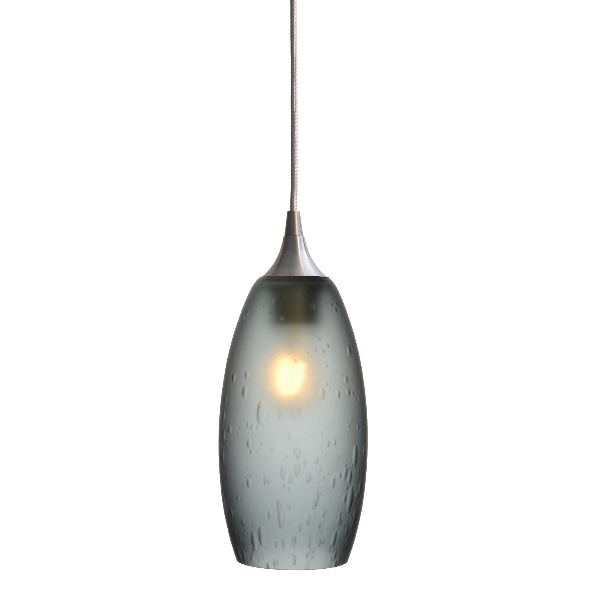 147 Single Pendant Light-Bicycle Glass Co-Brushed Nickel - 4ft Cord-Celestial-Slate Gray-Bicycle Glass Co