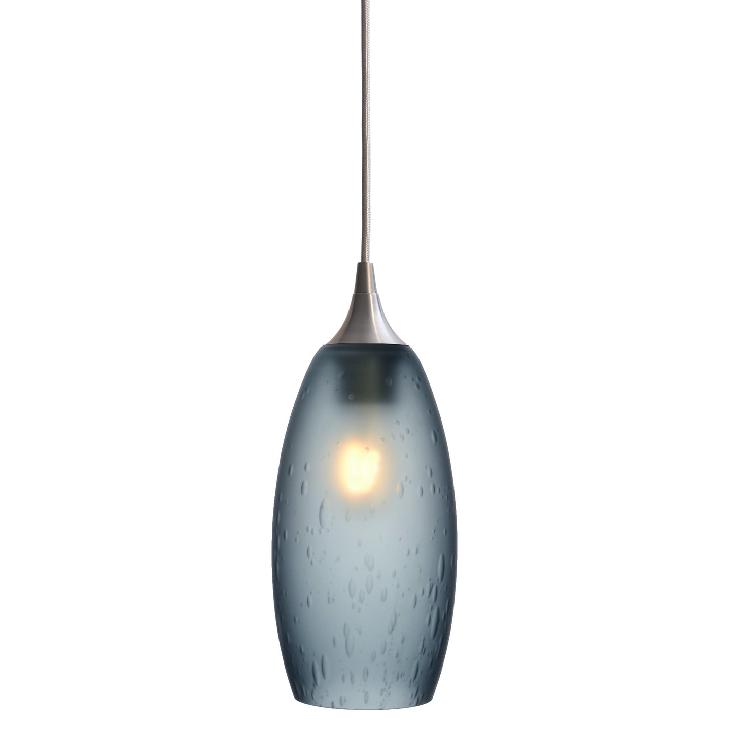 147 Single Pendant Light-Bicycle Glass Co-Brushed Nickel - 4ft Cord-Celestial-Steel Blue-Bicycle Glass Co