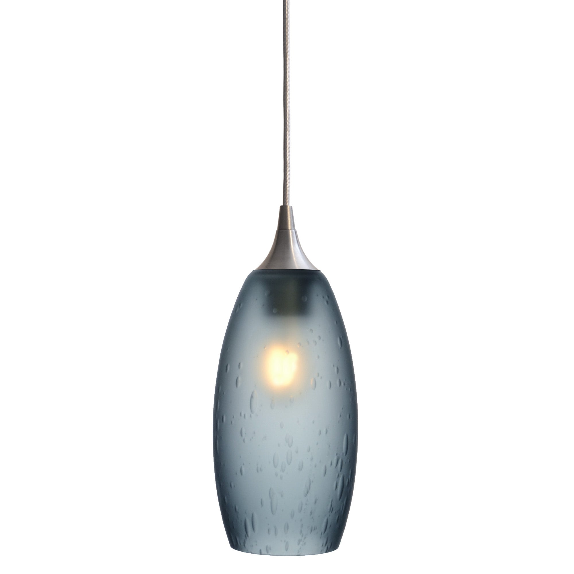 147 Single Pendant Light-Bicycle Glass Co-Brushed Nickel - 4ft Cord-Celestial-Steel Blue-Bicycle Glass Co