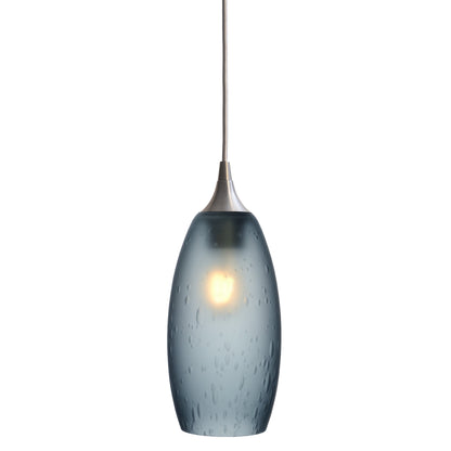147 Single Pendant Light-Bicycle Glass Co-Brushed Nickel - 4ft Cord-Celestial-Steel Blue-Bicycle Glass Co