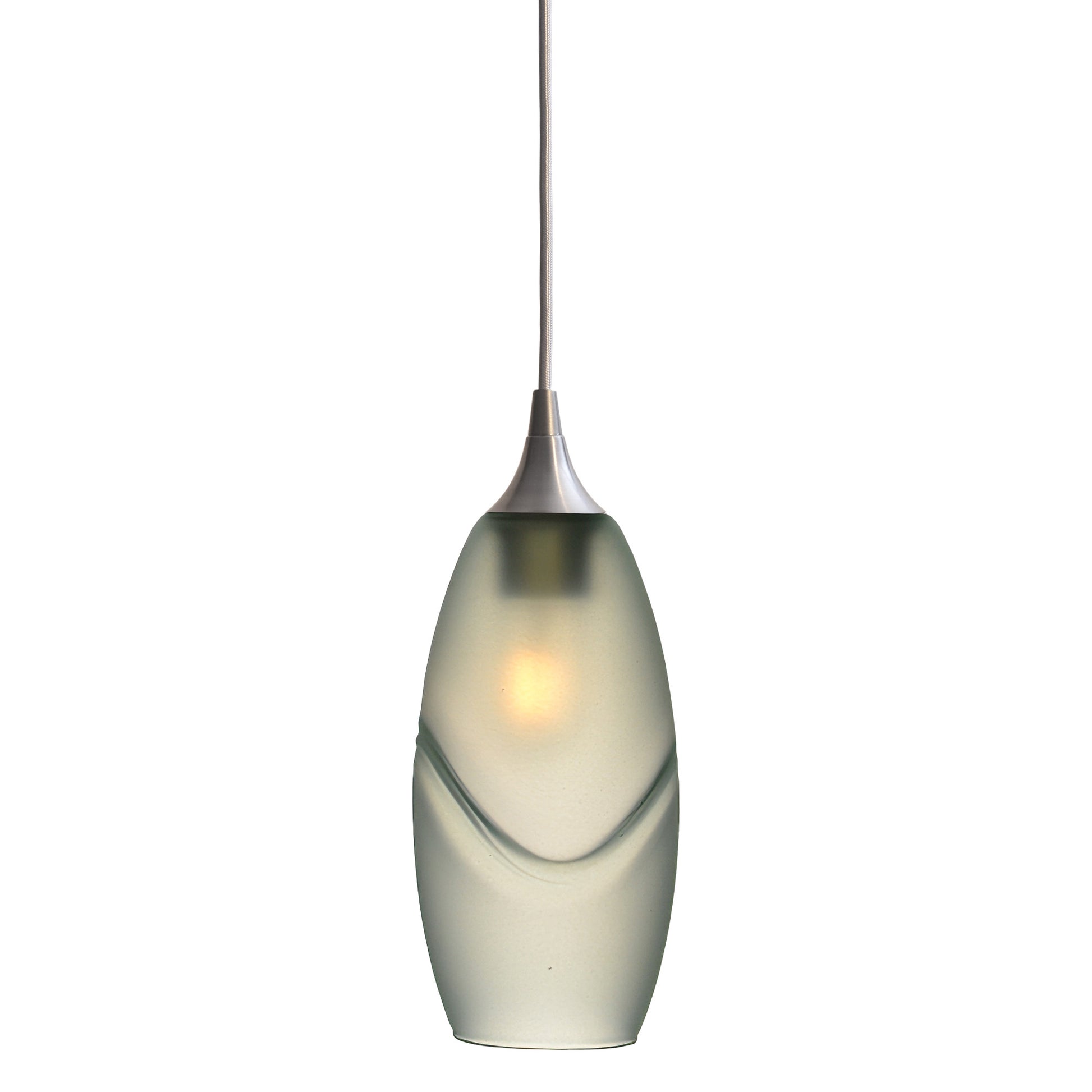 147 Single Pendant Light-Bicycle Glass Co-Brushed Nickel - 4ft Cord-Glacial-Eco Clear-Bicycle Glass Co