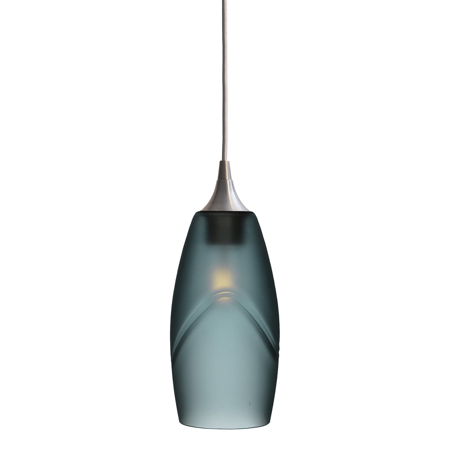 147 Single Pendant Light-Bicycle Glass Co-Brushed Nickel - 4ft Cord-Glacial-Slate Gray-Bicycle Glass Co