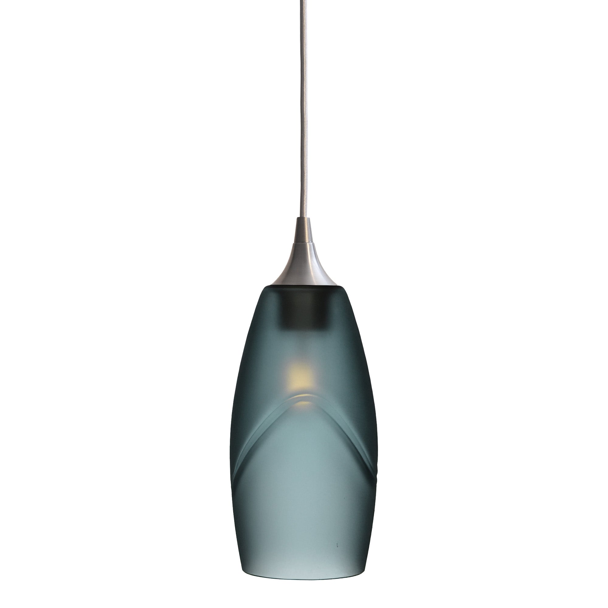 147 Single Pendant Light-Bicycle Glass Co-Brushed Nickel - 4ft Cord-Glacial-Slate Gray-Bicycle Glass Co