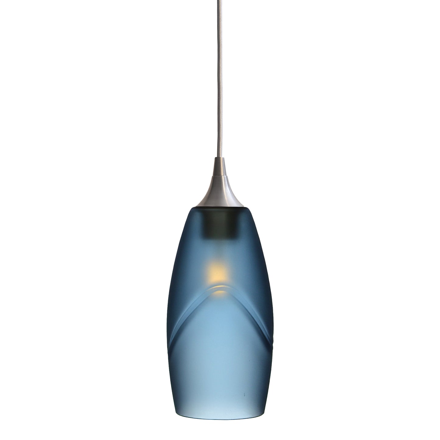 147 Single Pendant Light-Bicycle Glass Co-Brushed Nickel - 4ft Cord-Glacial-Steel Blue-Bicycle Glass Co