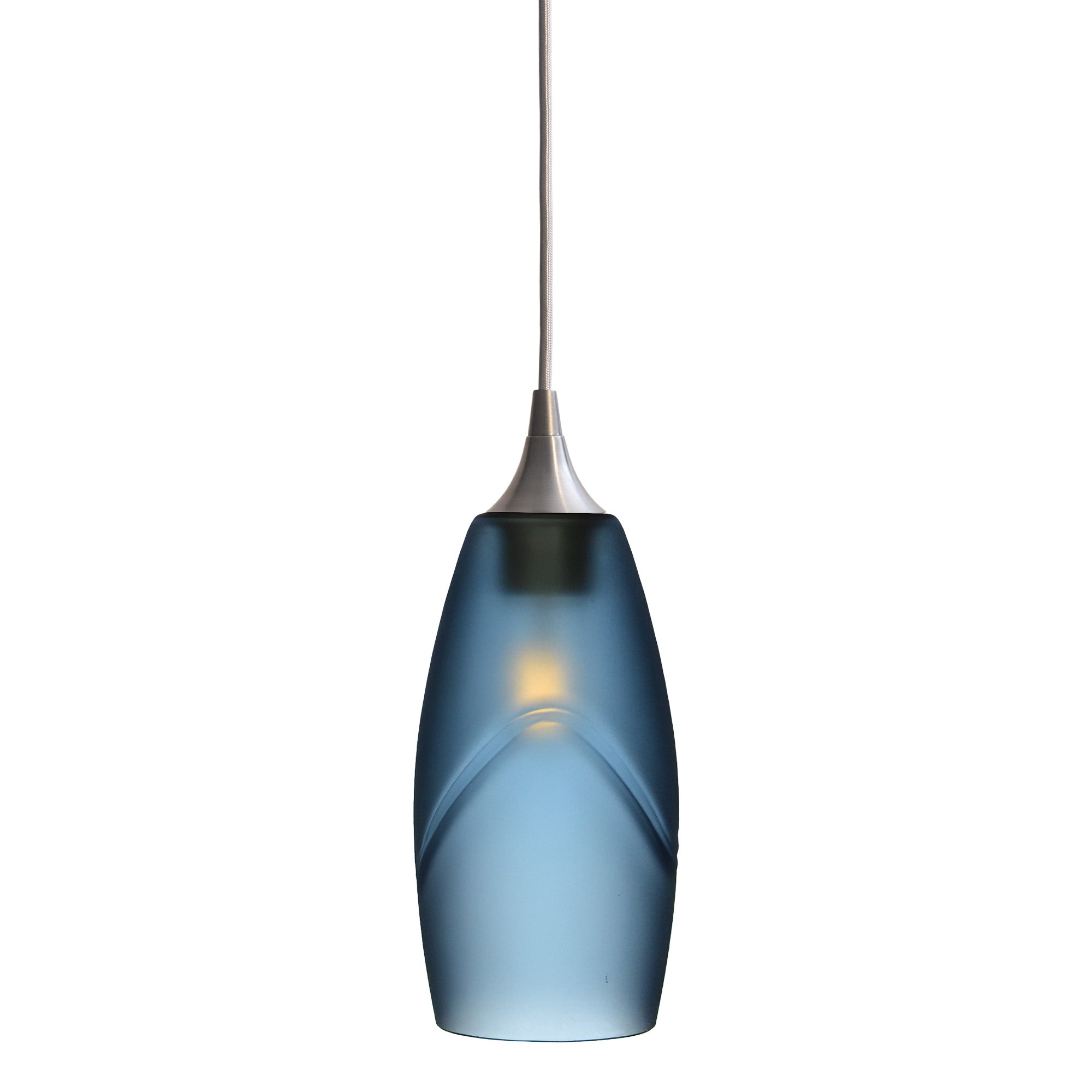 147 Single Pendant Light-Bicycle Glass Co-Brushed Nickel - 4ft Cord-Glacial-Steel Blue-Bicycle Glass Co