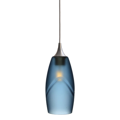 147 Single Pendant Light-Bicycle Glass Co-Brushed Nickel - 4ft Cord-Glacial-Steel Blue-Bicycle Glass Co