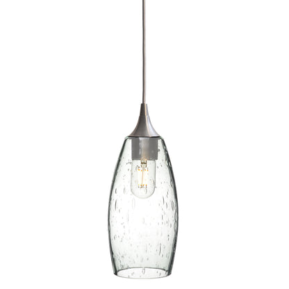 147 Single Pendant Light-Bicycle Glass Co-Brushed Nickel - 4ft Cord-Lunar-Eco Clear-Bicycle Glass Co