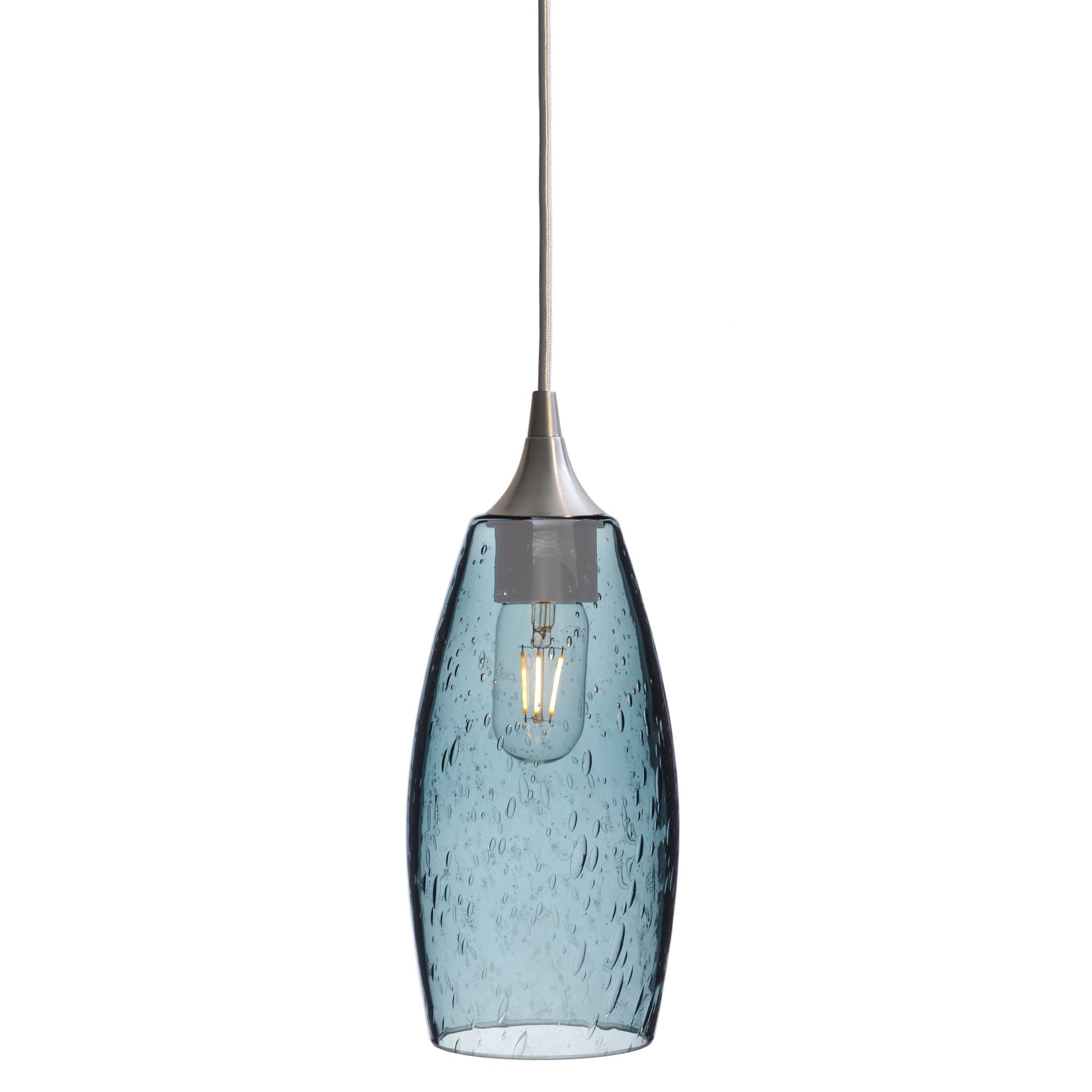 147 Single Pendant Light-Bicycle Glass Co-Brushed Nickel - 4ft Cord-Lunar-Slate Gray-Bicycle Glass Co