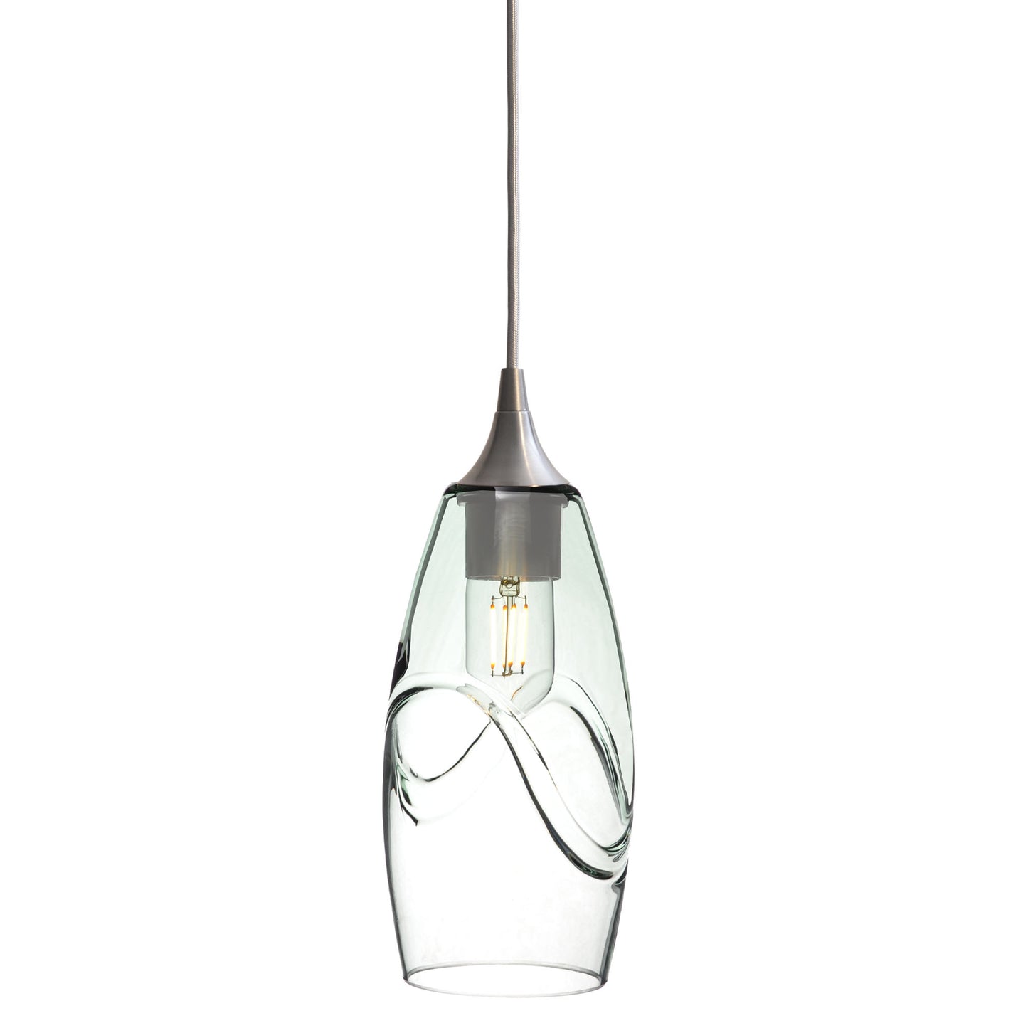 147 Single Pendant Light-Bicycle Glass Co-Brushed Nickel - 4ft Cord-Swell-Eco Clear-Bicycle Glass Co