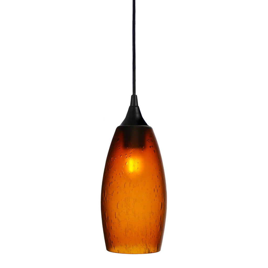 147 Single Pendant Light-Bicycle Glass Co-Matte Black - 4ft Cord-Celestial-Golden Amber-Bicycle Glass Co