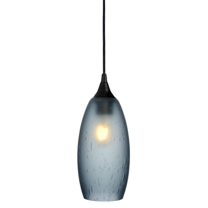 147 Single Pendant Light-Bicycle Glass Co-Matte Black - 4ft Cord-Celestial-Steel Blue-Bicycle Glass Co