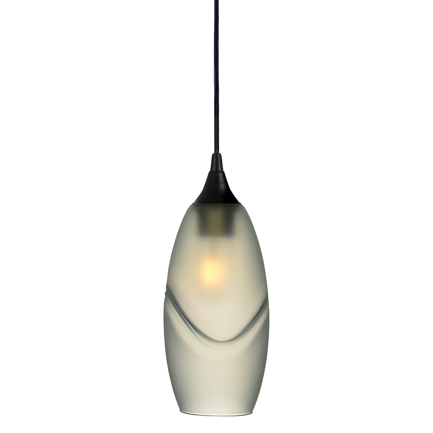 147 Single Pendant Light-Bicycle Glass Co-Matte Black - 4ft Cord-Glacial-Eco Clear-Bicycle Glass Co