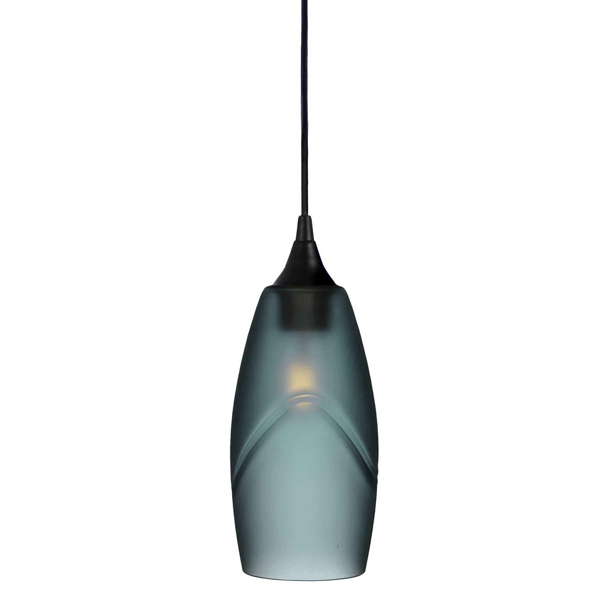 147 Single Pendant Light-Bicycle Glass Co-Matte Black - 4ft Cord-Glacial-Slate Gray-Bicycle Glass Co