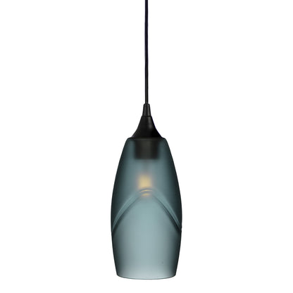 147 Single Pendant Light-Bicycle Glass Co-Matte Black - 4ft Cord-Glacial-Slate Gray-Bicycle Glass Co