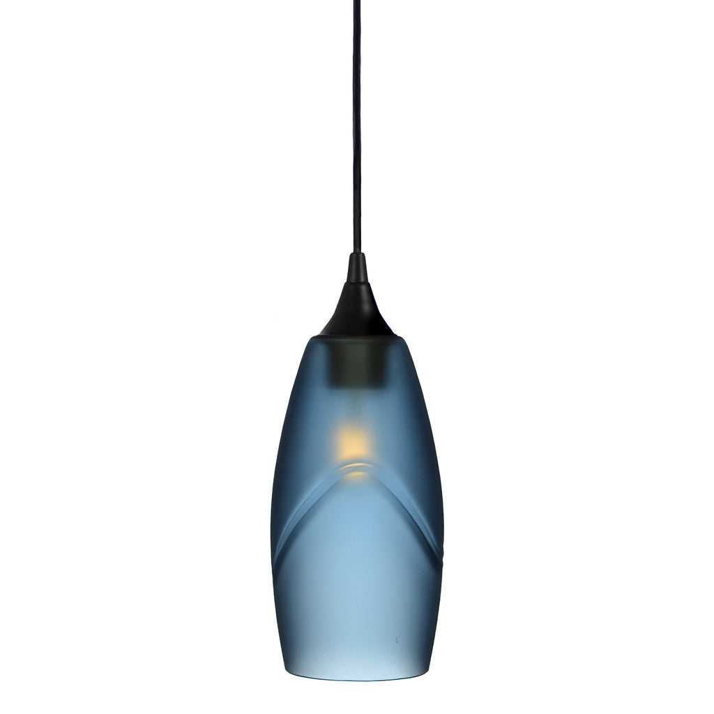 147 Single Pendant Light-Bicycle Glass Co-Matte Black - 4ft Cord-Glacial-Steel Blue-Bicycle Glass Co
