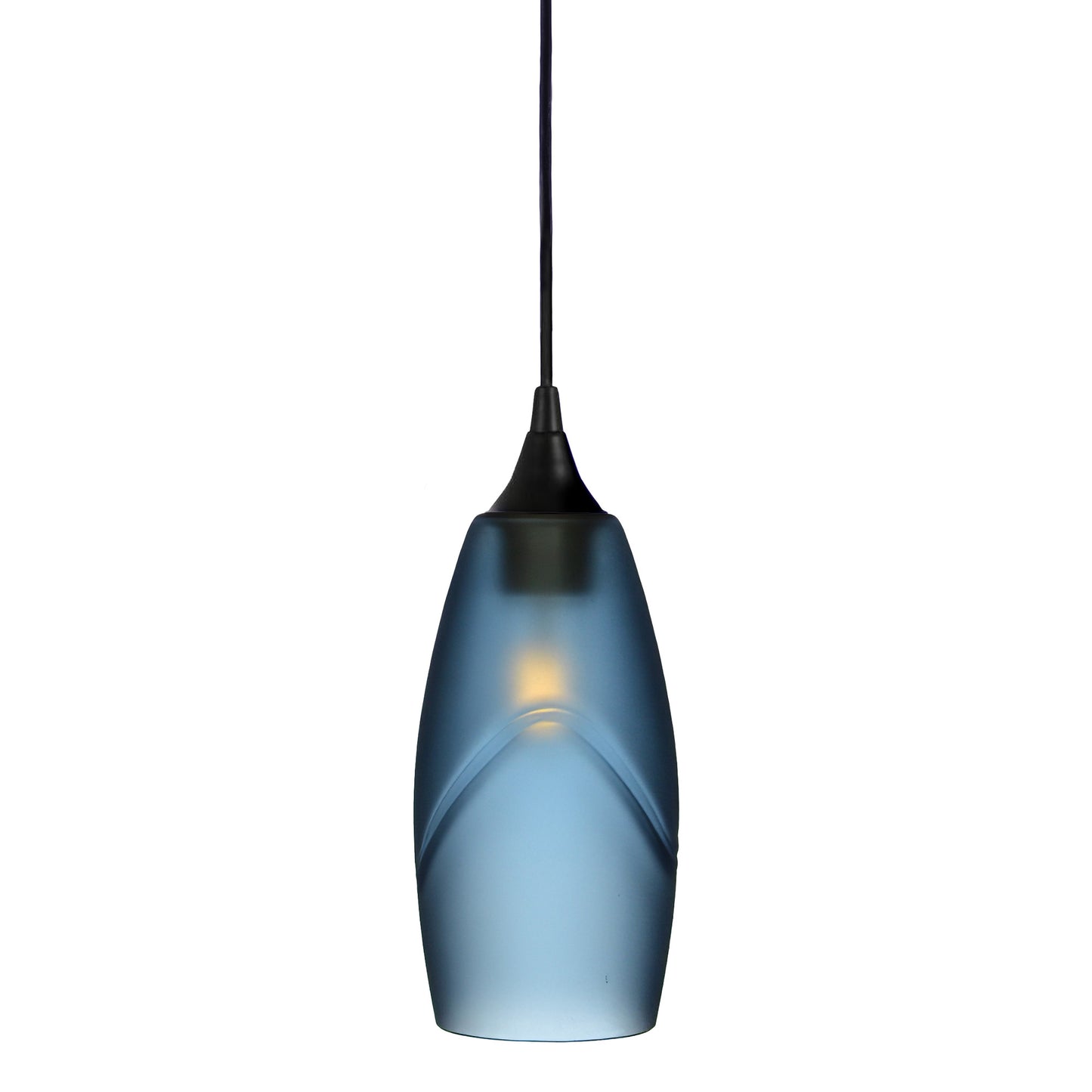 147 Single Pendant Light-Bicycle Glass Co-Matte Black - 4ft Cord-Glacial-Steel Blue-Bicycle Glass Co