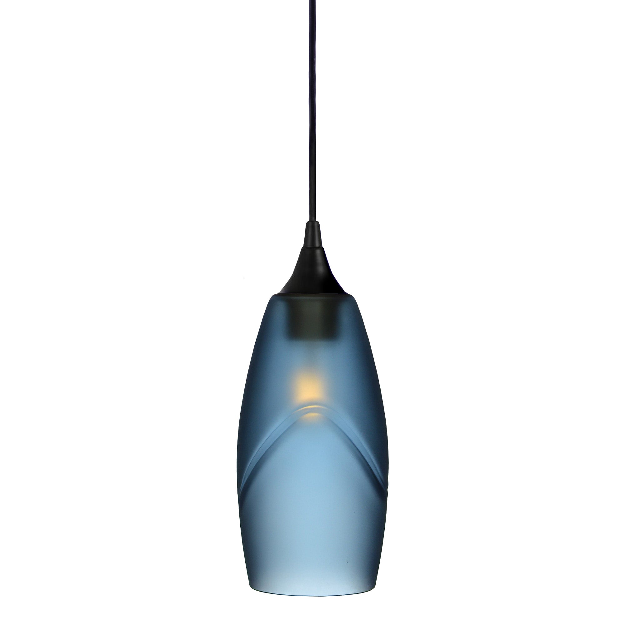 147 Single Pendant Light-Bicycle Glass Co-Matte Black - 4ft Cord-Glacial-Steel Blue-Bicycle Glass Co