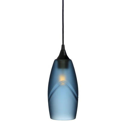 147 Single Pendant Light-Bicycle Glass Co-Matte Black - 4ft Cord-Glacial-Steel Blue-Bicycle Glass Co