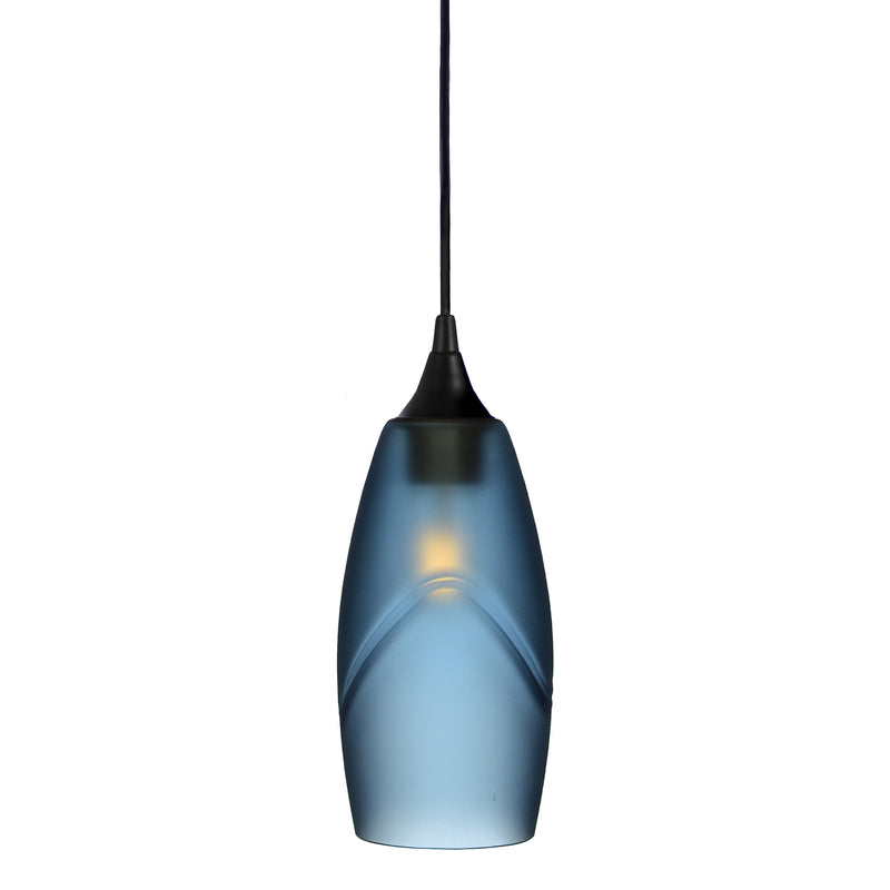 147 Single Pendant Light — Matte Black - 8ft Cord / Glacial / Steel Blue
