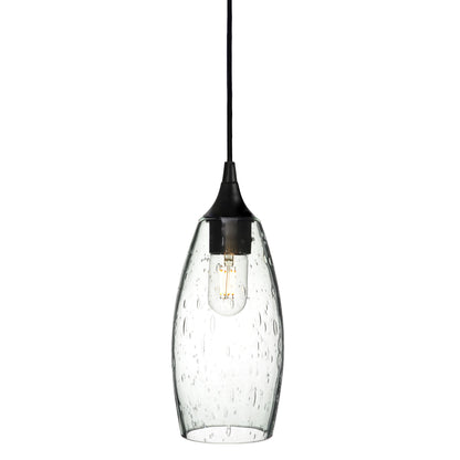 147 Single Pendant Light-Bicycle Glass Co-Matte Black 15ft Cord + Track Mount-Lunar-Eco Clear-Bicycle Glass Co