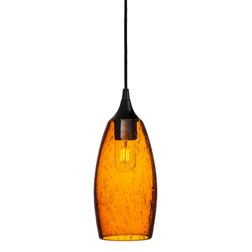 147 Single Pendant Light-Bicycle Glass Co-Matte Black 15ft Cord + Track Mount-Lunar-Golden Amber-Bicycle Glass Co