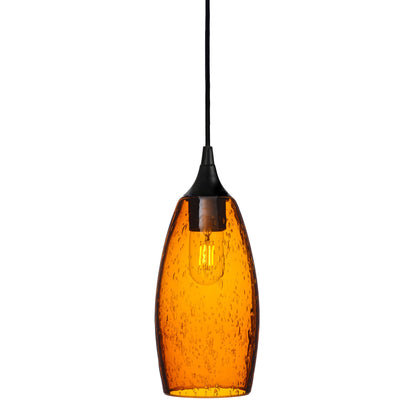 147 Single Pendant Light-Bicycle Glass Co-Matte Black 15ft Cord + Track Mount-Lunar-Golden Amber-Bicycle Glass Co