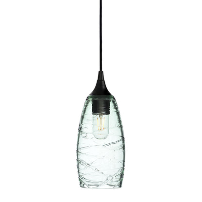 147 Single Pendant Light-Bicycle Glass Co-Matte Black 15ft Cord + Track Mount-Spun-Eco Clear-Bicycle Glass Co