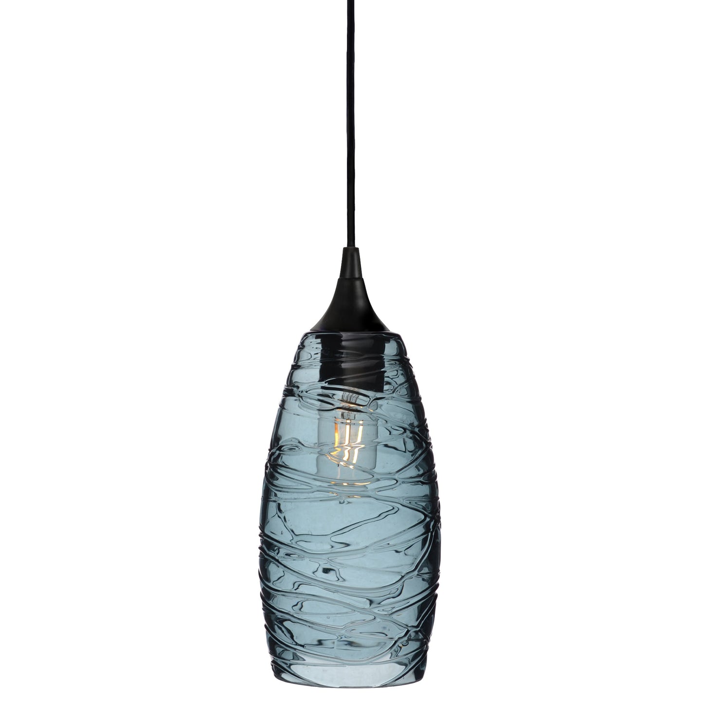 147 Single Pendant Light-Bicycle Glass Co-Matte Black 15ft Cord + Track Mount-Spun-Slate Gray-Bicycle Glass Co
