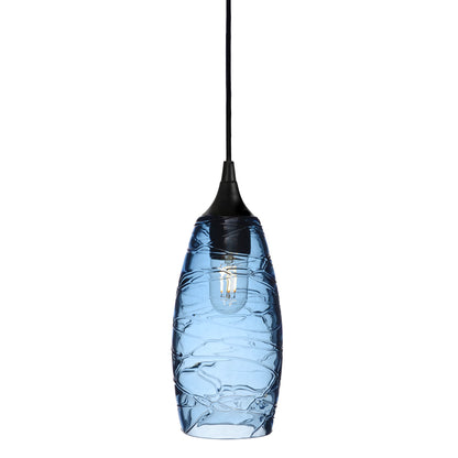 147 Single Pendant Light-Bicycle Glass Co-Matte Black 15ft Cord + Track Mount-Spun-Steel Blue-Bicycle Glass Co