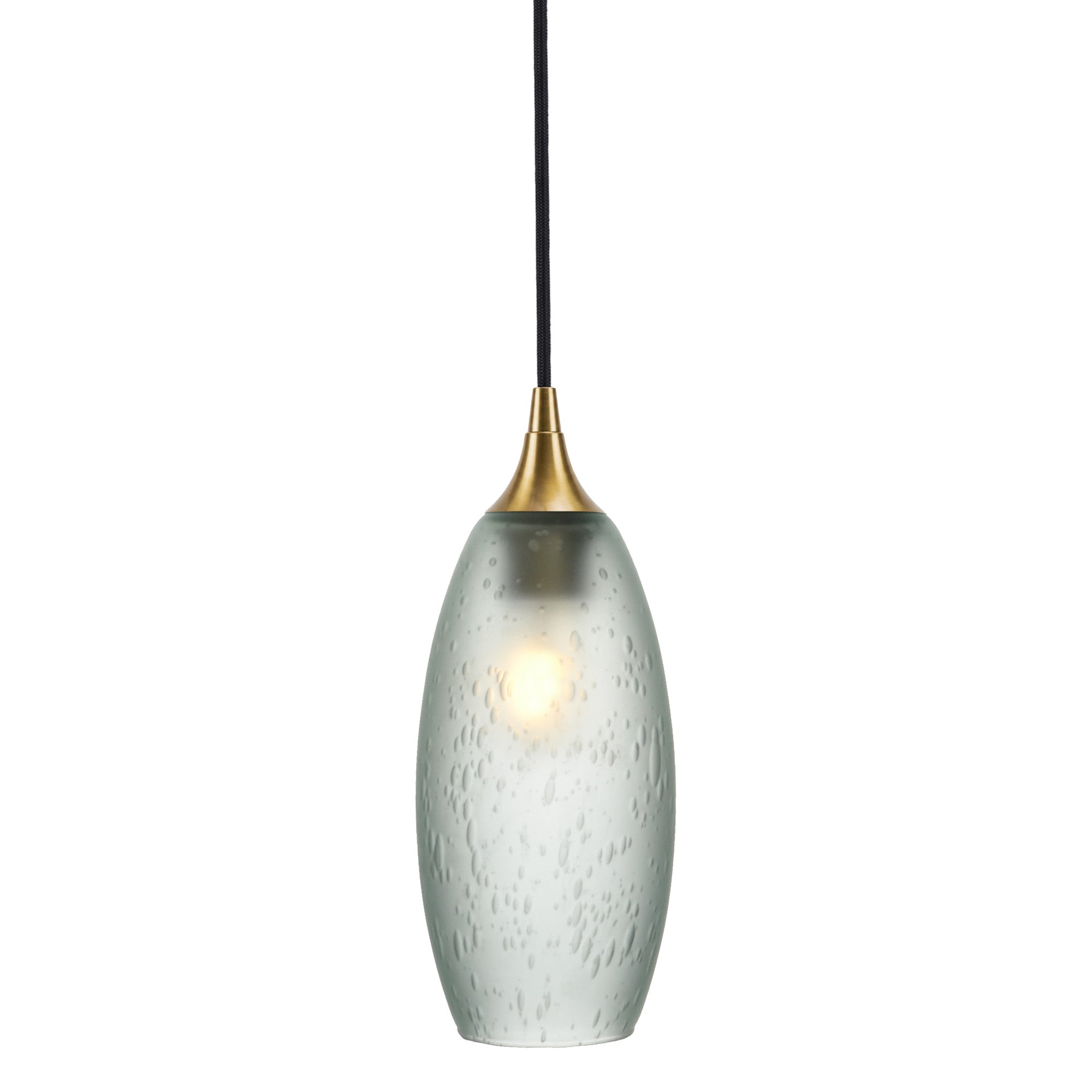 147 Single Pendant Light-Bicycle Glass Co-Polished Brass - 4ft Cord-Celestial-Eco Clear-Bicycle Glass Co