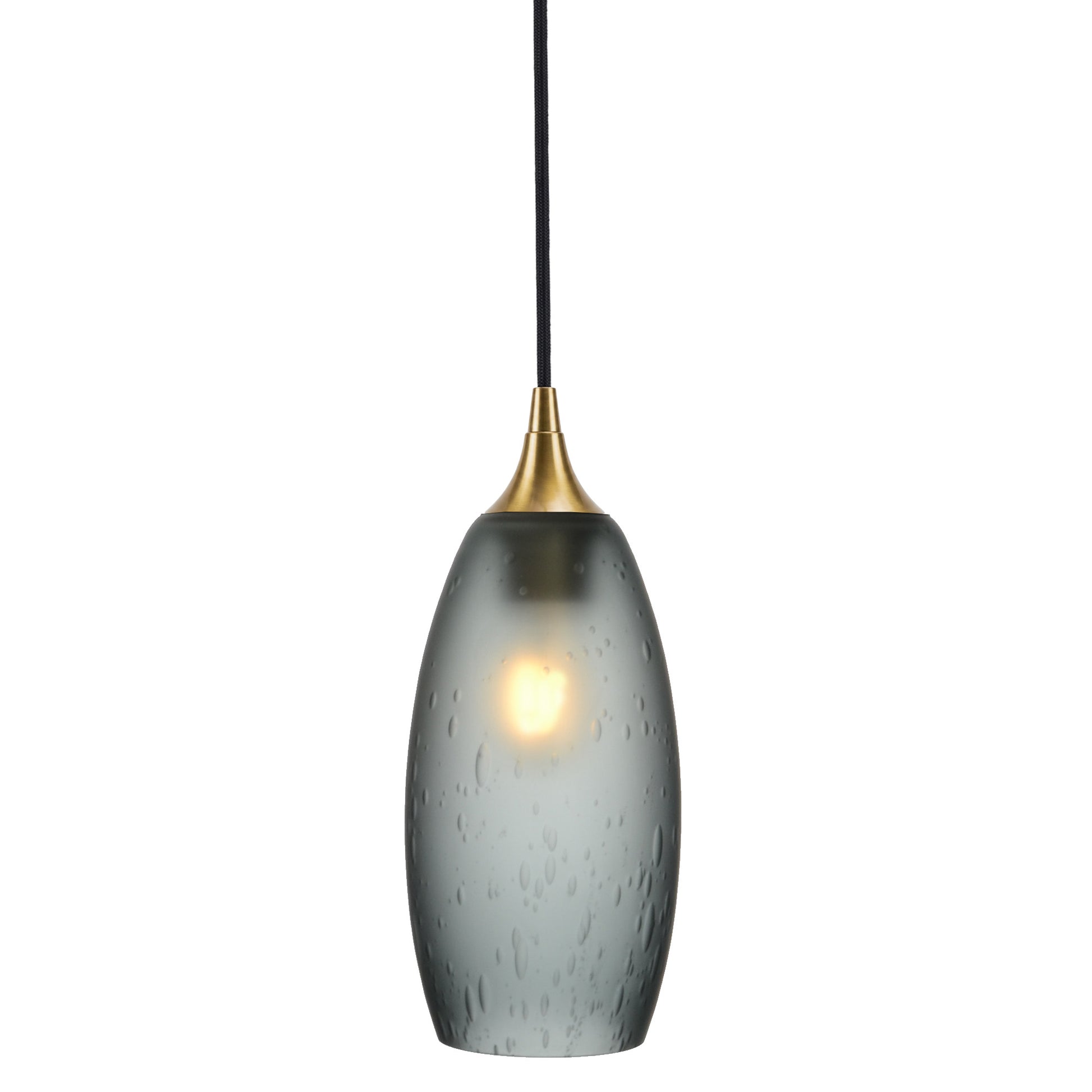 147 Single Pendant Light-Bicycle Glass Co-Polished Brass - 4ft Cord-Celestial-Slate Gray-Bicycle Glass Co