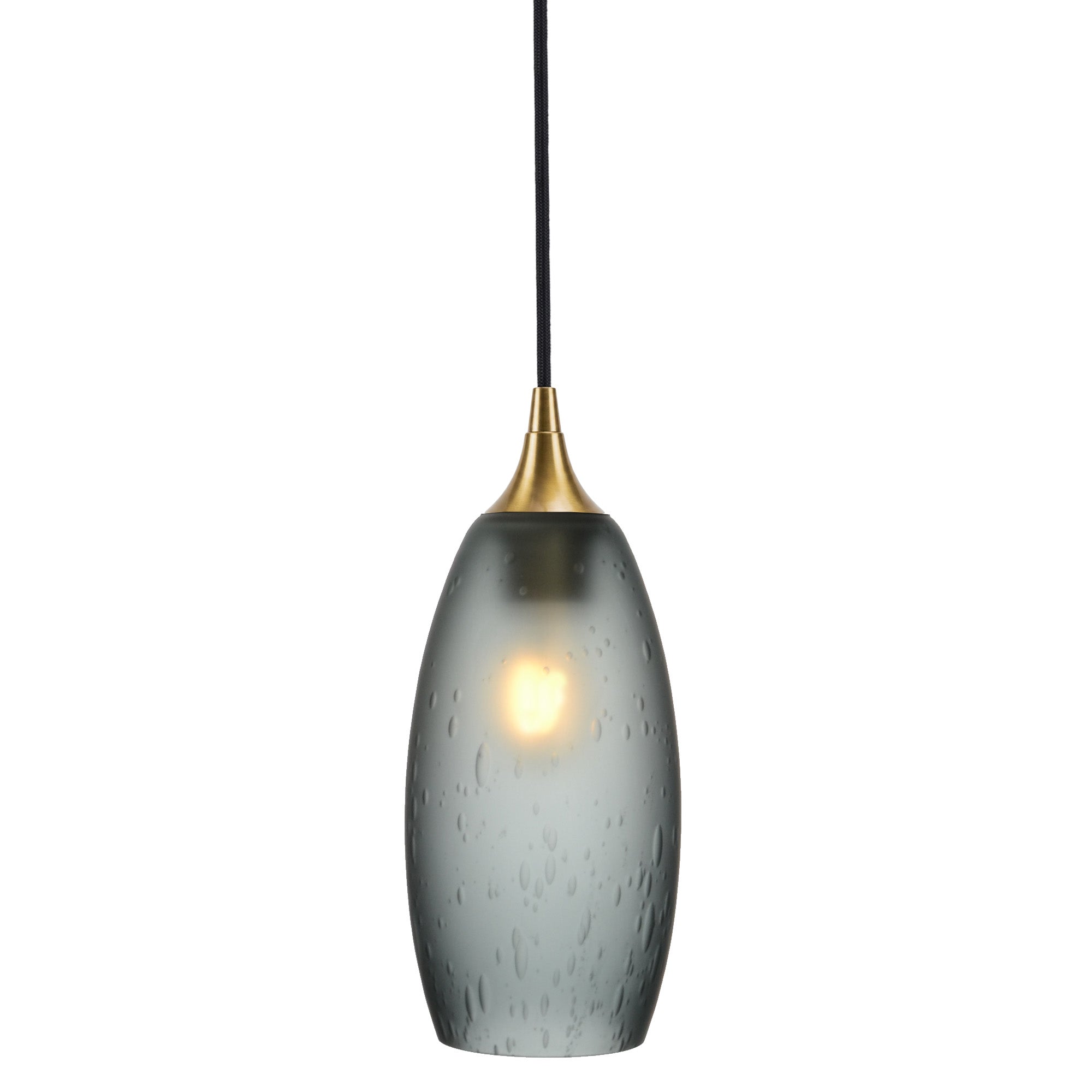 147 Single Pendant Light-Bicycle Glass Co-Polished Brass - 4ft Cord-Celestial-Slate Gray-Bicycle Glass Co