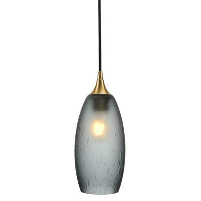 147 Single Pendant Light-Bicycle Glass Co-Polished Brass - 4ft Cord-Celestial-Slate Gray-Bicycle Glass Co