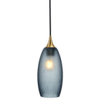 147 Single Pendant Light-Bicycle Glass Co-Polished Brass - 4ft Cord-Celestial-Steel Blue-Bicycle Glass Co