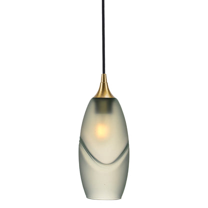 147 Single Pendant Light-Bicycle Glass Co-Polished Brass - 4ft Cord-Glacial-Eco Clear-Bicycle Glass Co
