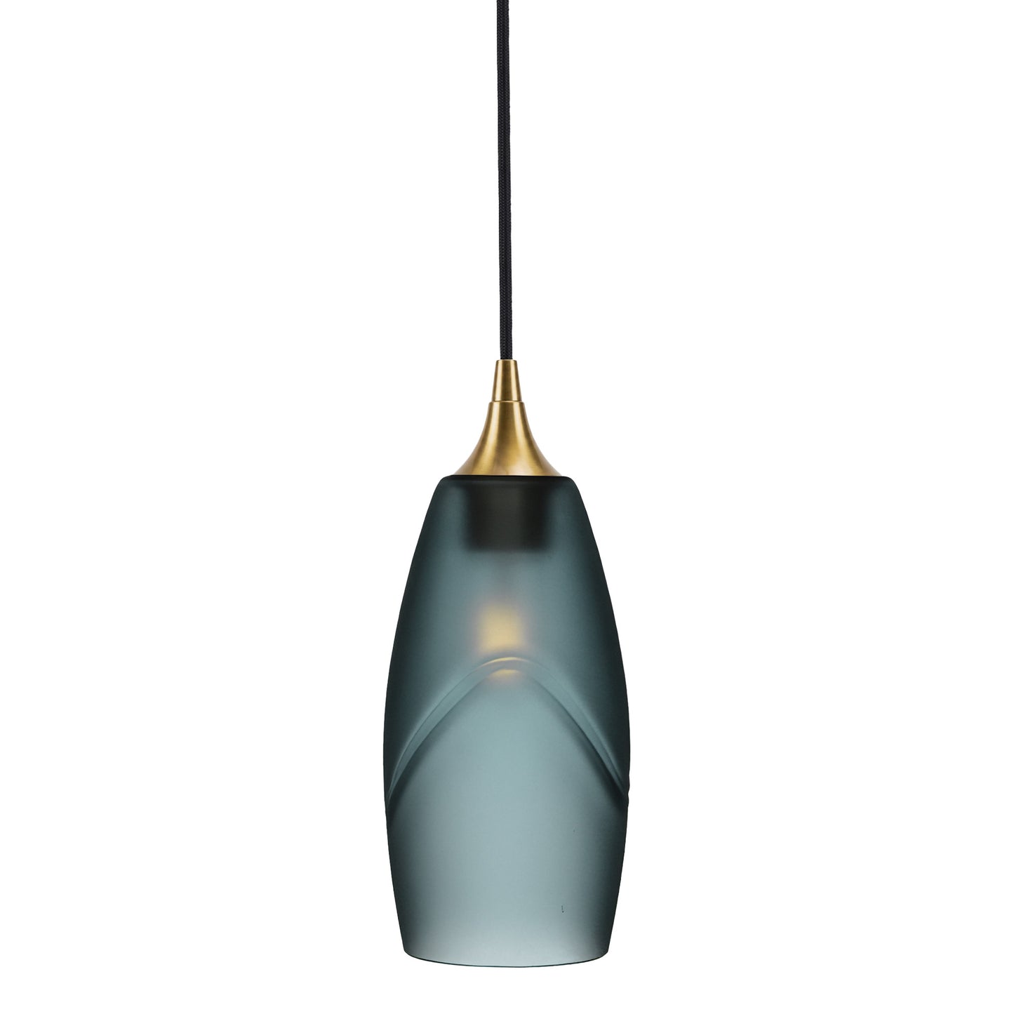 147 Single Pendant Light-Bicycle Glass Co-Polished Brass - 4ft Cord-Glacial-Slate Gray-Bicycle Glass Co