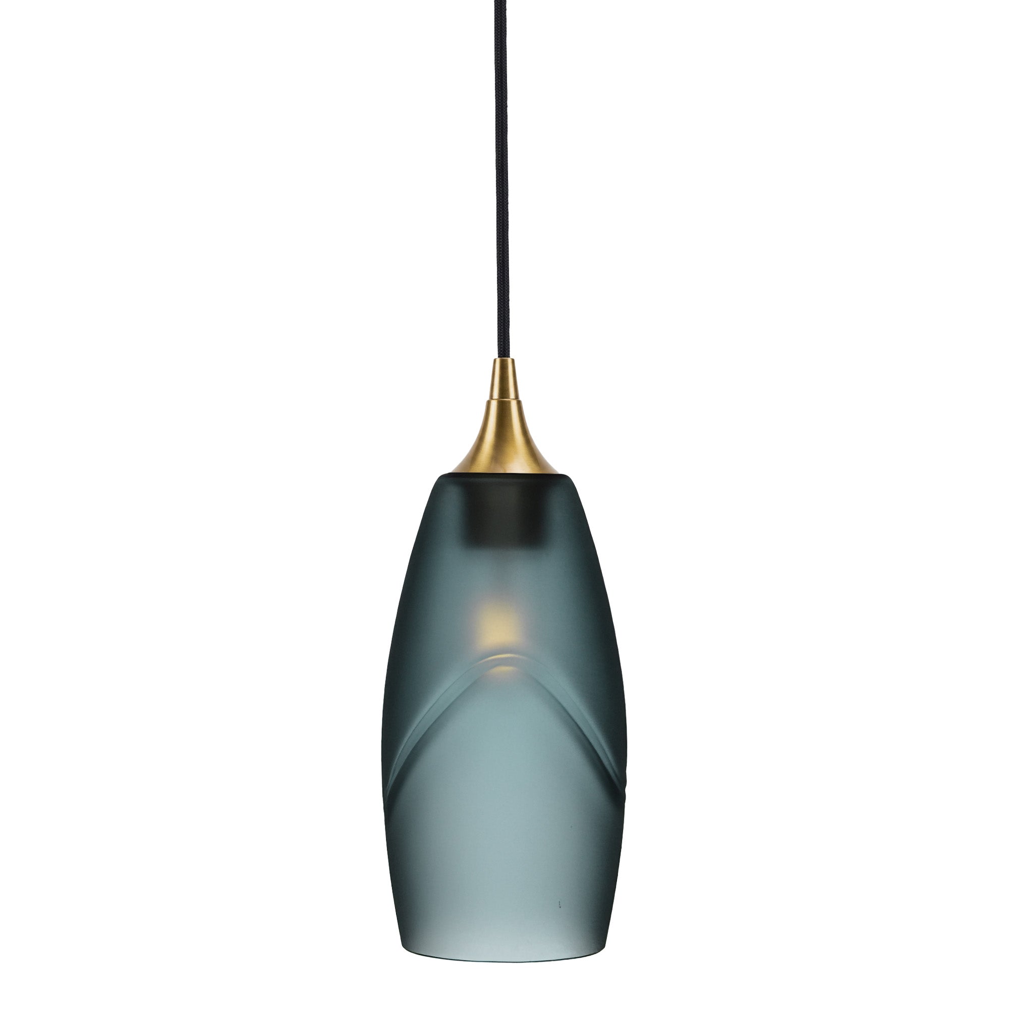 147 Single Pendant Light-Bicycle Glass Co-Polished Brass - 4ft Cord-Glacial-Slate Gray-Bicycle Glass Co