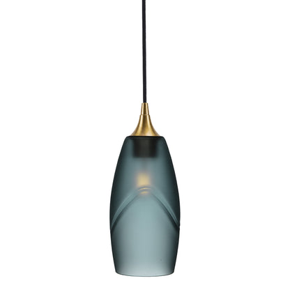 147 Single Pendant Light-Bicycle Glass Co-Polished Brass - 4ft Cord-Glacial-Slate Gray-Bicycle Glass Co