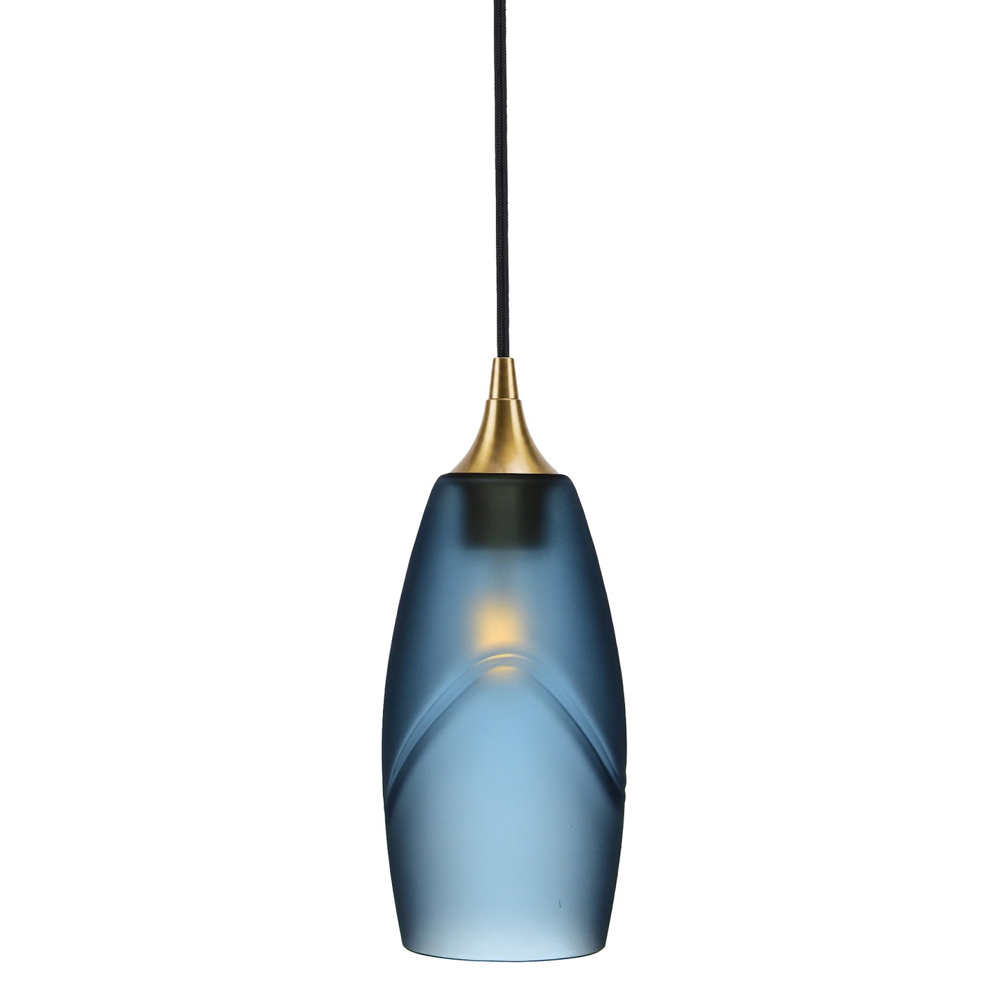 147 Single Pendant Light-Bicycle Glass Co-Polished Brass - 4ft Cord-Glacial-Steel Blue-Bicycle Glass Co