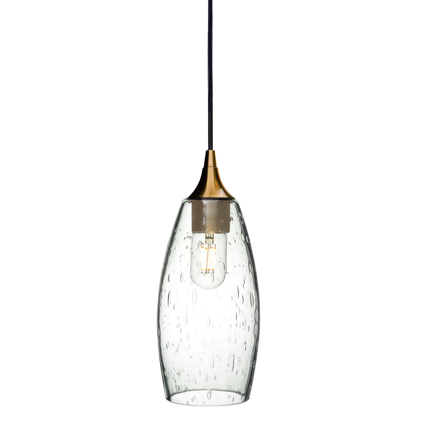 147 Single Pendant Light-Bicycle Glass Co-Polished Brass - 4ft Cord-Lunar-Eco Clear-Bicycle Glass Co