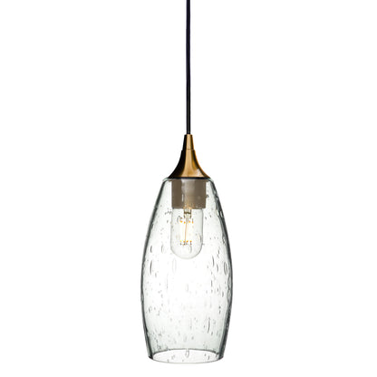 147 Single Pendant Light-Bicycle Glass Co-Polished Brass - 4ft Cord-Lunar-Eco Clear-Bicycle Glass Co