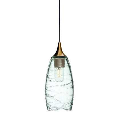 147 Single Pendant Light-Bicycle Glass Co-Polished Brass - 4ft Cord-Spun-Eco Clear-Bicycle Glass Co